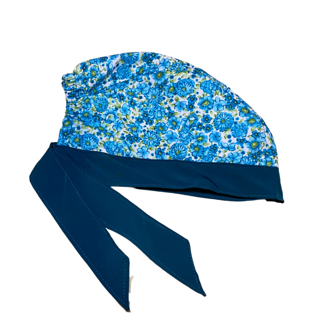 Gorro Medico Quirúrgico Azul Flores