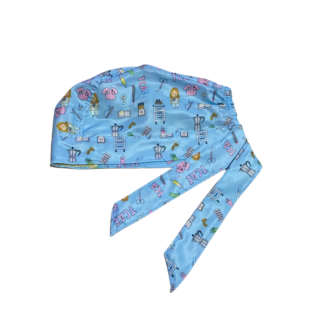 Gorro Quirúrgico Estampado Enfermera Saturada -antifuidos CELESTE