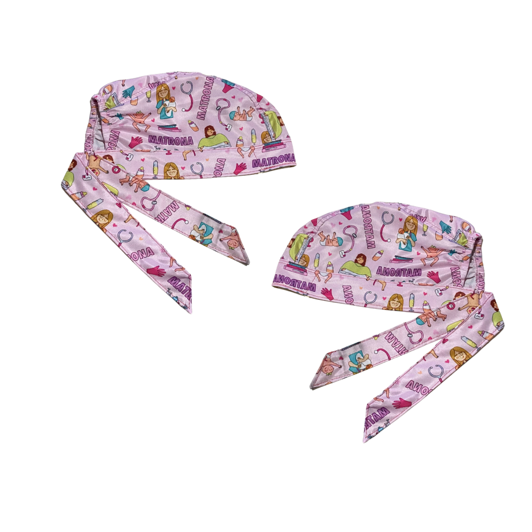 Gorro Quirúrgico Estampado Enfermera Saturada -antifuidos ROSA