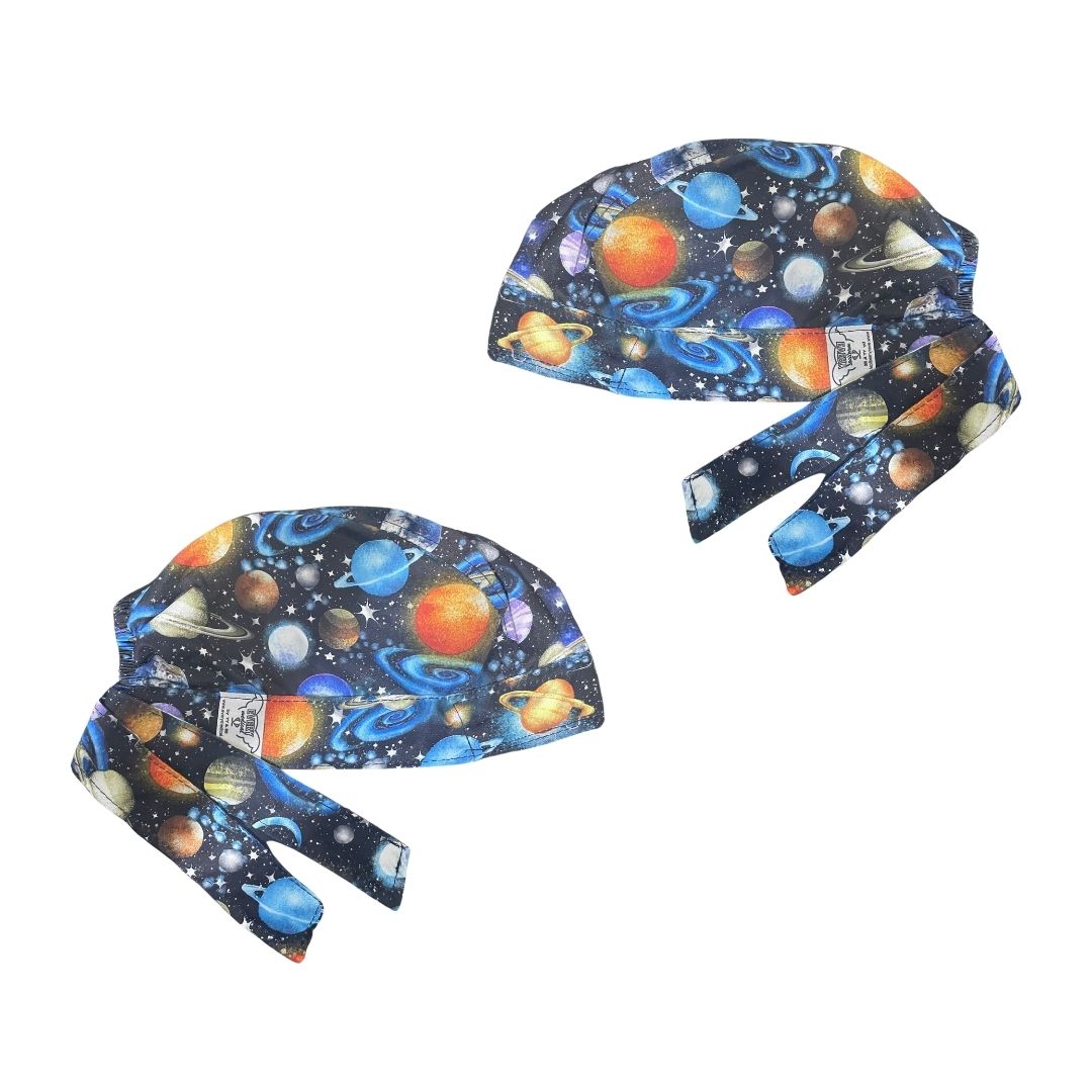 Gorro Medico Quirúrgico - Galaxia Planetas- Universo - Espacio - Negro