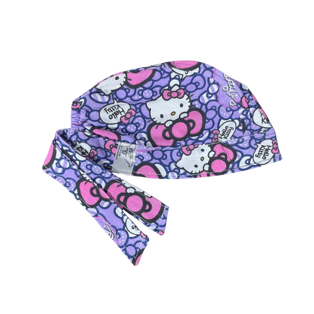 Gorro Medico Quirúrgico - Hello Kitty - Moños Rosas - Lila
