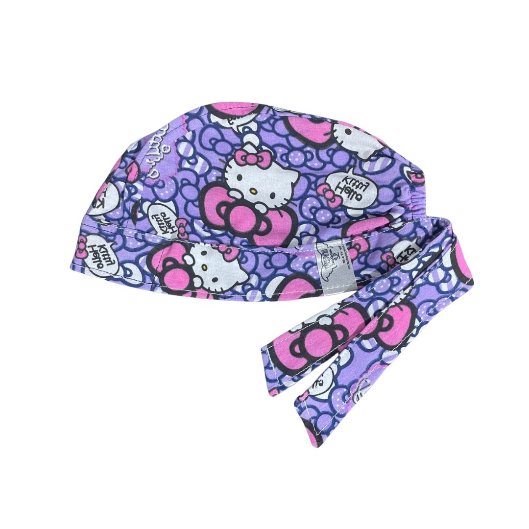 Gorro Medico Quirúrgico - Hello Kitty - Moños Rosas - Lila