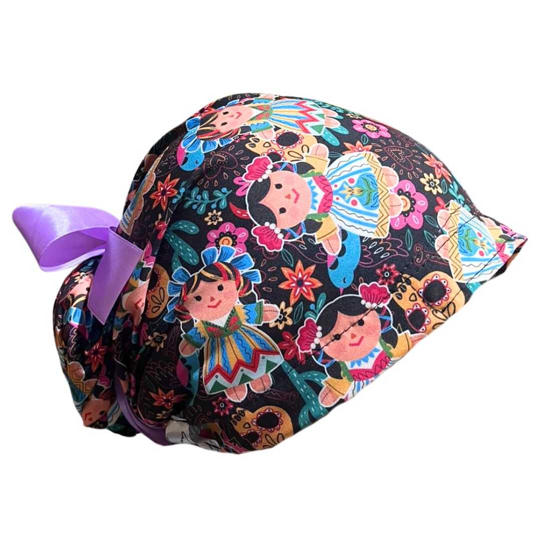 Gorro Medico Quirúrgico Muñeca Mexicana Lele - Listones NEGRO