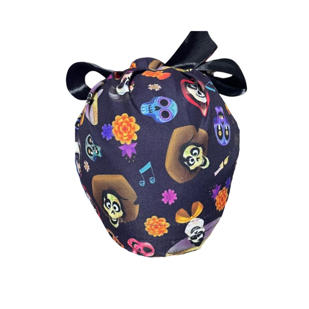 Gorro Medico Quirúrgico - Día De Muertos - Coco 2 - Listón - Negro