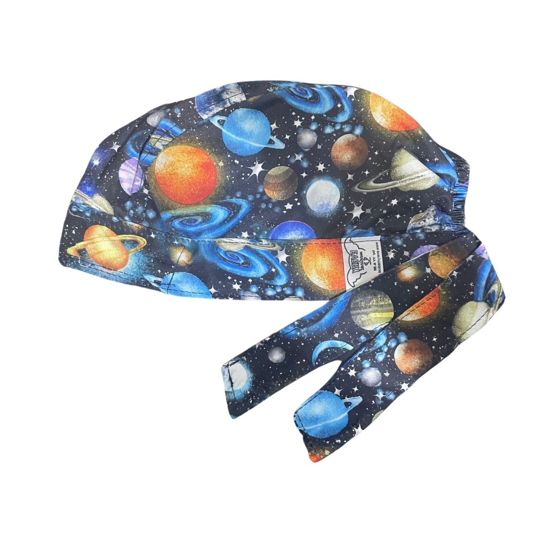 Gorro Medico Quirúrgico - Galaxia Planetas- Universo - Espacio - Negro