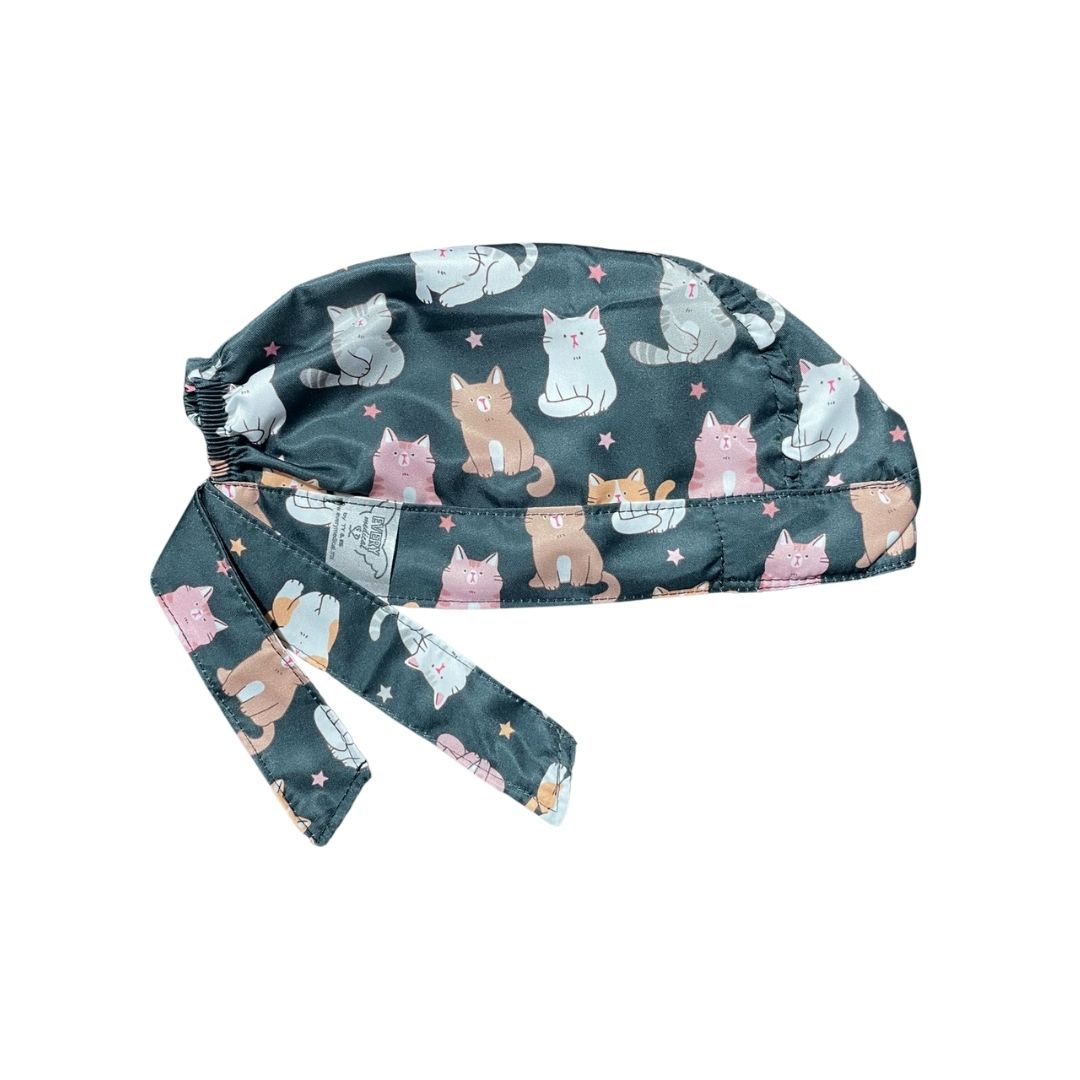 Gorro Medico Quirúrgico - Gatitos - Negro