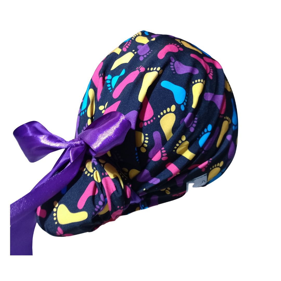 Gorro Medico Quirúrgico enfermeria Clinica podologia Pies Foot Listones negro