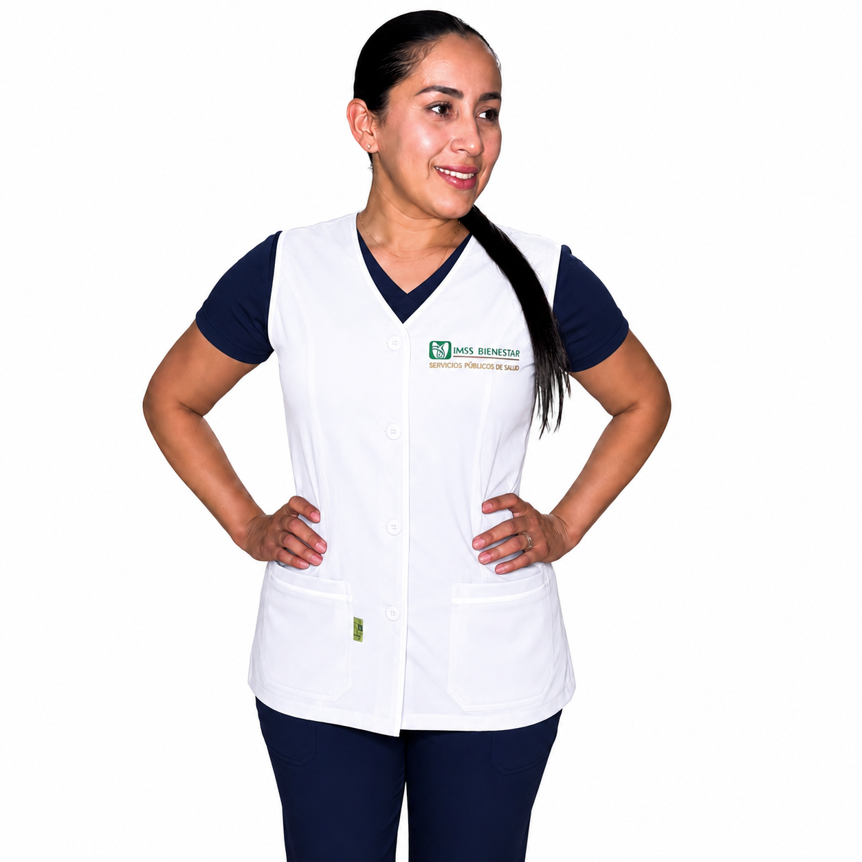 Chaleco Enfermería Clinico Quirurgico Dama CUELLO V Hospital (CON LOGO INSTITUCIONAL)