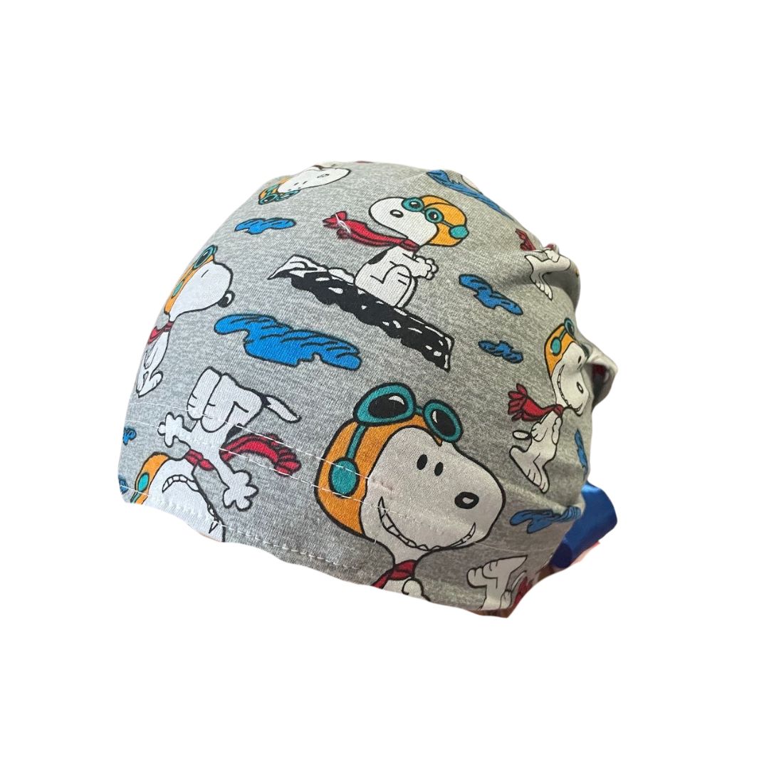 Gorro Medico Quirúrgico - Snoopy - Gris - Listón