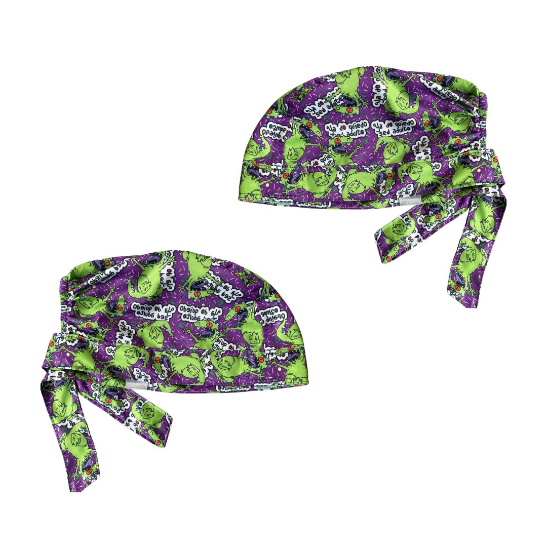 Gorro Medico Quirúrgico - Rugrats - Reptar Morado - Antifluido - Antisudor