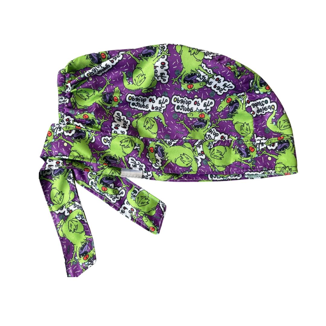 Gorro Medico Quirúrgico - Rugrats - Reptar Morado - Antifluido - Antisudor
