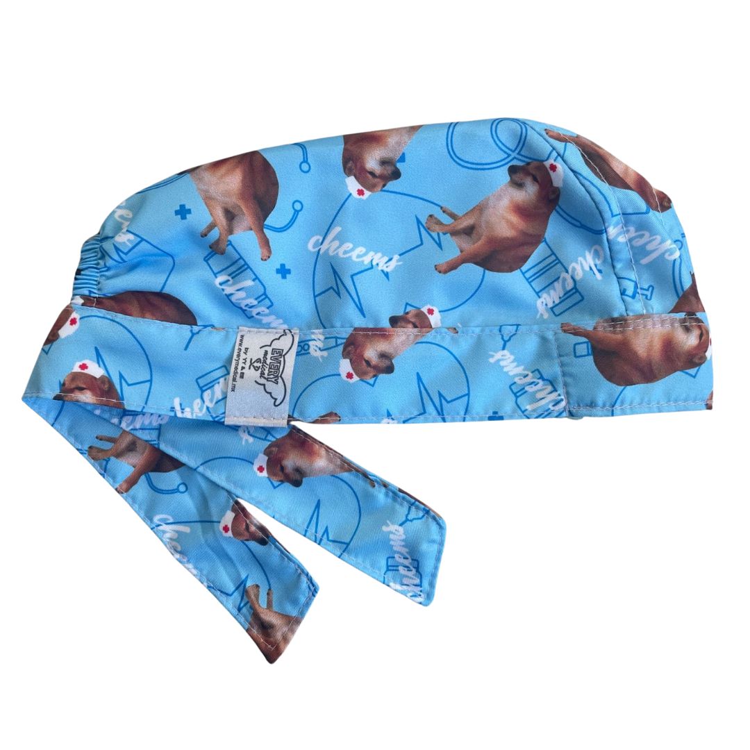 Gorro Quirúrgico Medico - Perro Cheems - Azul