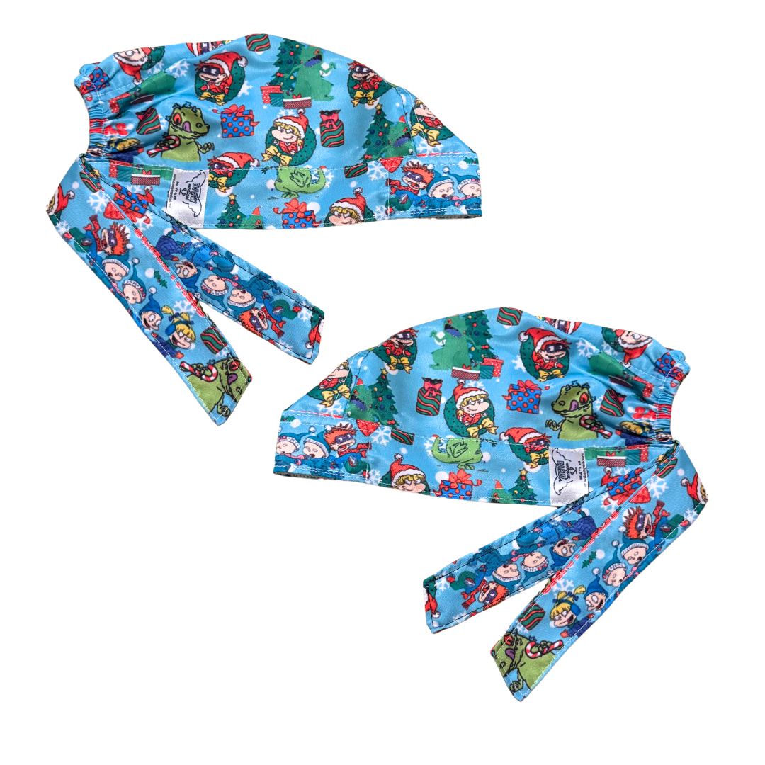Gorro Quirúrgico Medico - Rugrats - Reptar - Navidad - Celeste