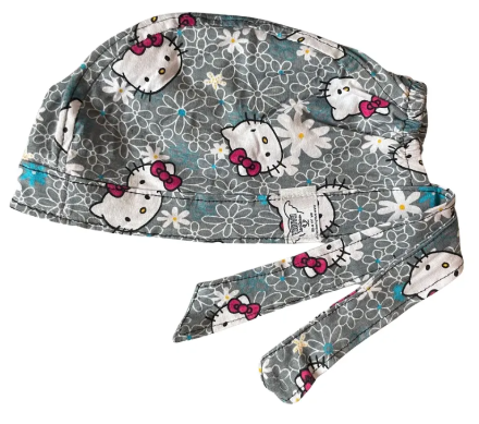 Gorro Quirúrgico - Hello Kitty - Gris Flores