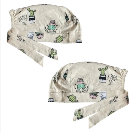 Gorro Medico Quirúrgico - Cactus Plantas - Arboles - Beige