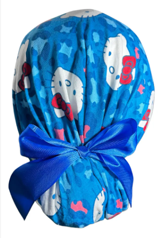Gorro Medico Quirúrgico - Hello Kitty - Listón - Azul