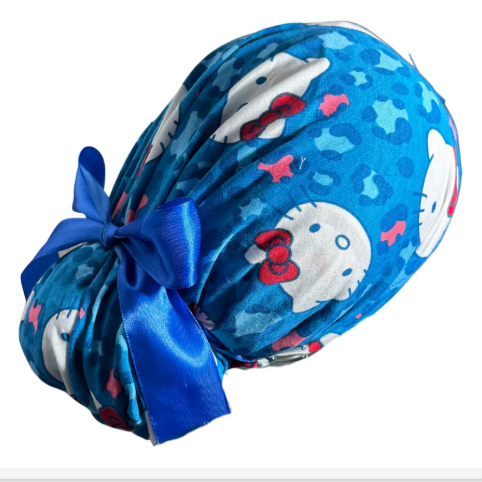 Gorro Medico Quirúrgico - Hello Kitty - Listón - Azul