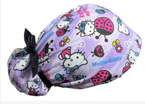Gorro Medico Quirúrgico - Hello Kitty - Listón - Lila