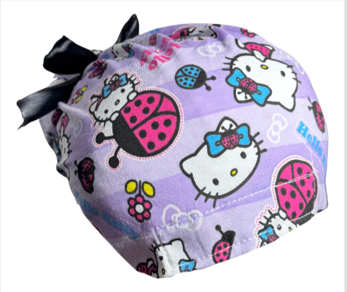 Gorro Medico Quirúrgico - Hello Kitty - Listón - Lila