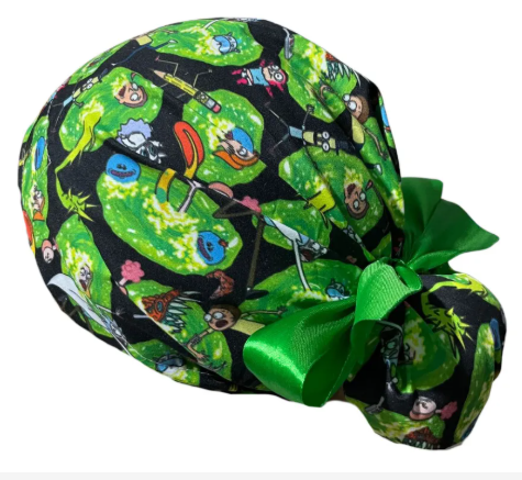 Gorro Medico Quirúrgico - Rick Y Morty - Caricaturas - Listón - Verde