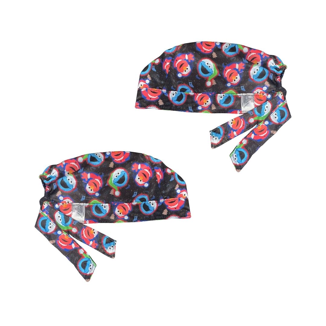 Gorro Medico Quirúrgico - Plaza Sésamo - Come Galletas - Elmo - Navidad - Negro