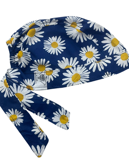 Gorro Medico Quirúrgico Flores Girasol Margarita Enfermería Beige Antifluidos Unitalla- AZUL