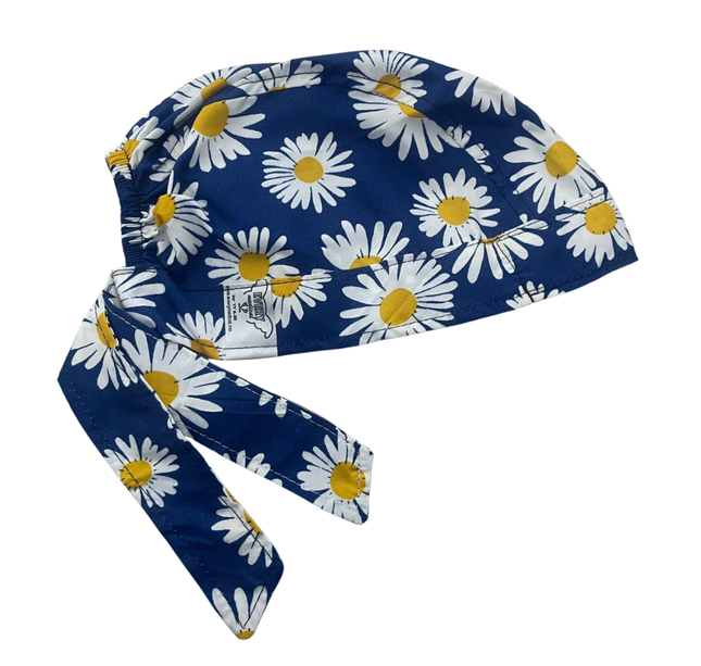 Gorro Medico Quirúrgico Flores Girasol Margarita Enfermería Beige Antifluidos Unitalla- AZUL