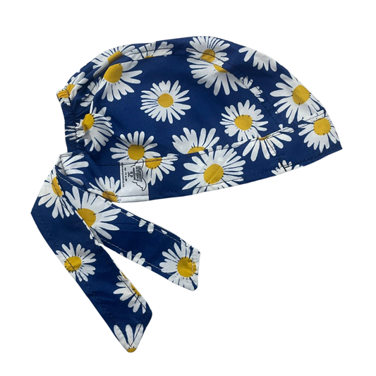 Gorro Medico Quirúrgico Flores Girasol Margarita Enfermería Beige Antifluidos Unitalla- AZUL