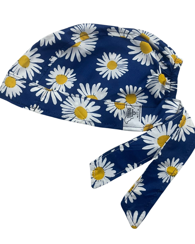 Gorro Medico Quirúrgico Flores Girasol Margarita Enfermería Beige Antifluidos Unitalla- AZUL