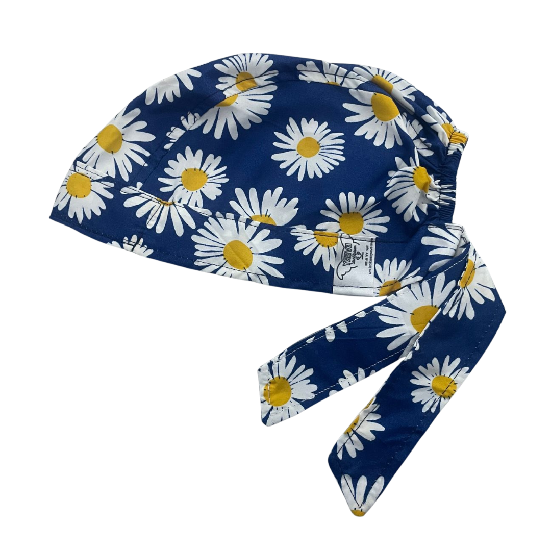 Gorro Medico Quirúrgico Flores Girasol Margarita Enfermería Beige Antifluidos Unitalla- AZUL