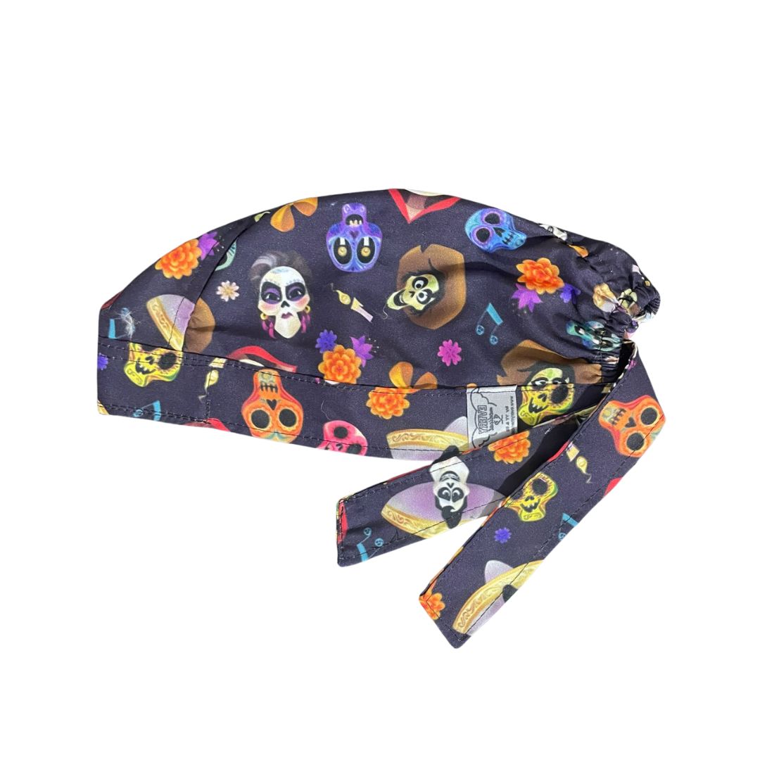 Gorro Medico Quirúrgico - Día De Muertos - Coco 2 - Negro