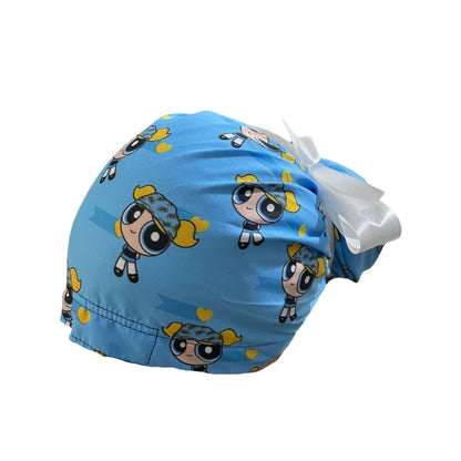 Gorro Quirúrgico Medico - Chicas Super Poderosas - Listón - Celeste