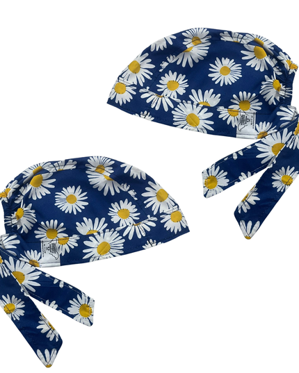 Gorro Medico Quirúrgico Flores Girasol Margarita Enfermería Beige Antifluidos Unitalla- AZUL