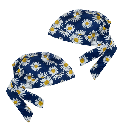 Gorro Medico Quirúrgico Flores Girasol Margarita Enfermería Beige Antifluidos Unitalla- AZUL