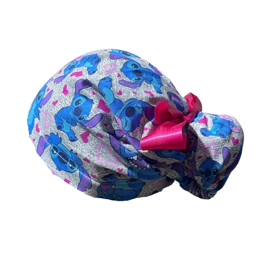 Gorro Medico Quirúrgico - Estampado - Stitch - Gris - Anti-sudor - Listones