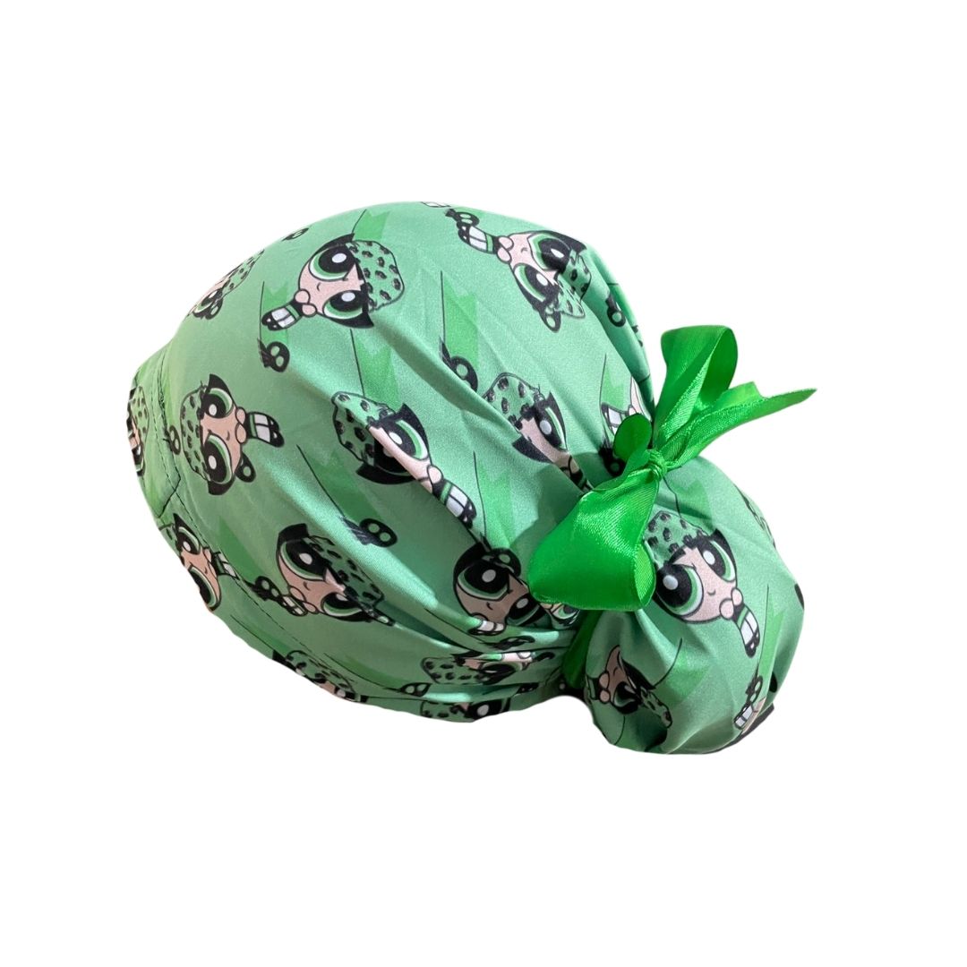 Gorro Quirúrgico Medico - Chicas Super Poderosas - Listón - Verde - Bellota