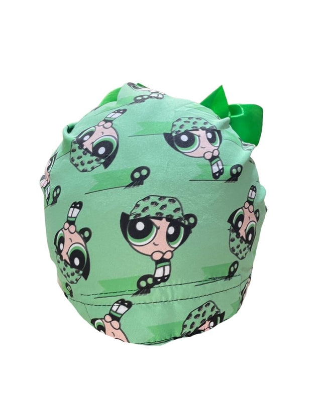 Gorro Quirúrgico Medico - Chicas Super Poderosas - Listón - Verde - Bellota