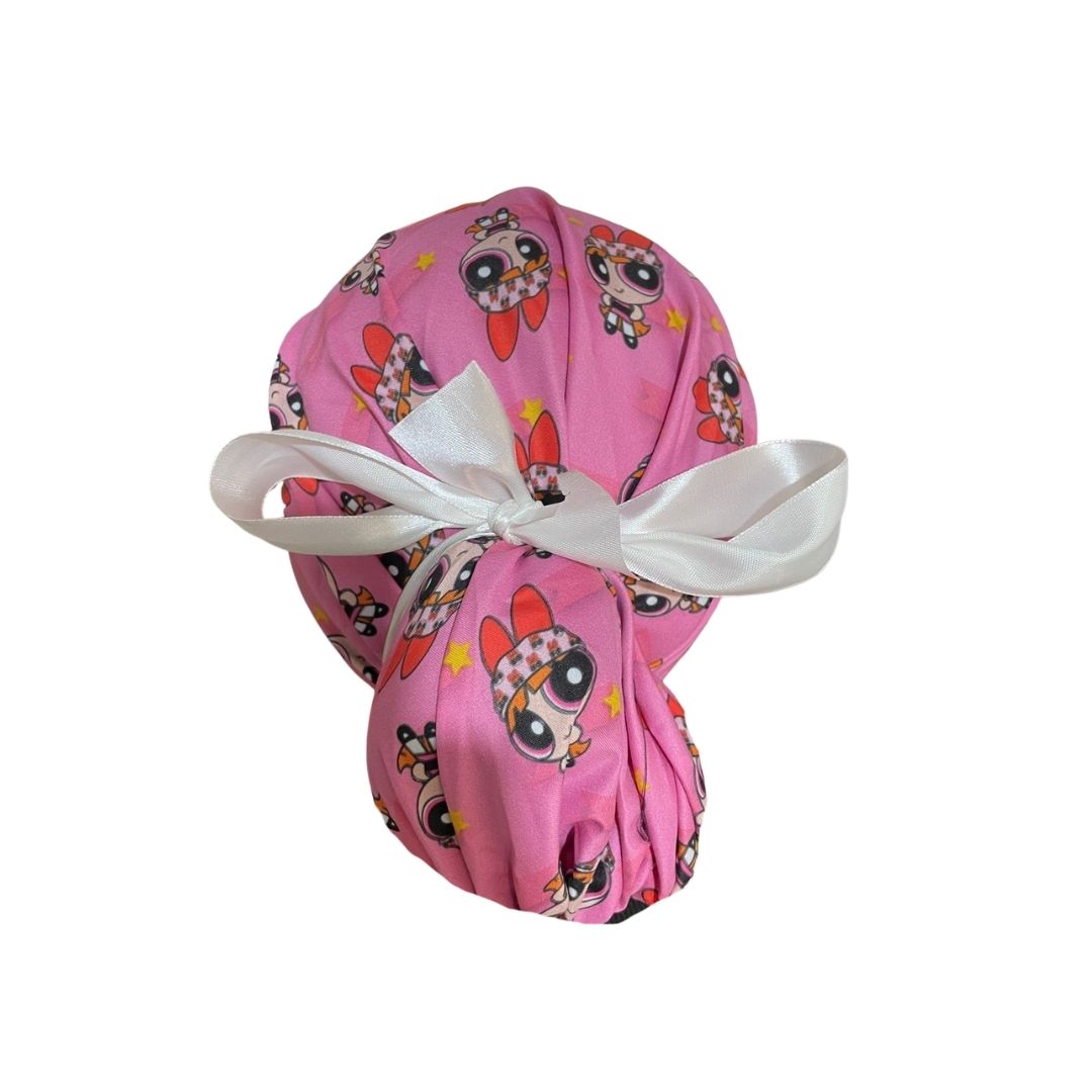 Gorro Quirúrgico Medico - Chicas Super Poderosas - Listón - Rosa - Bombón