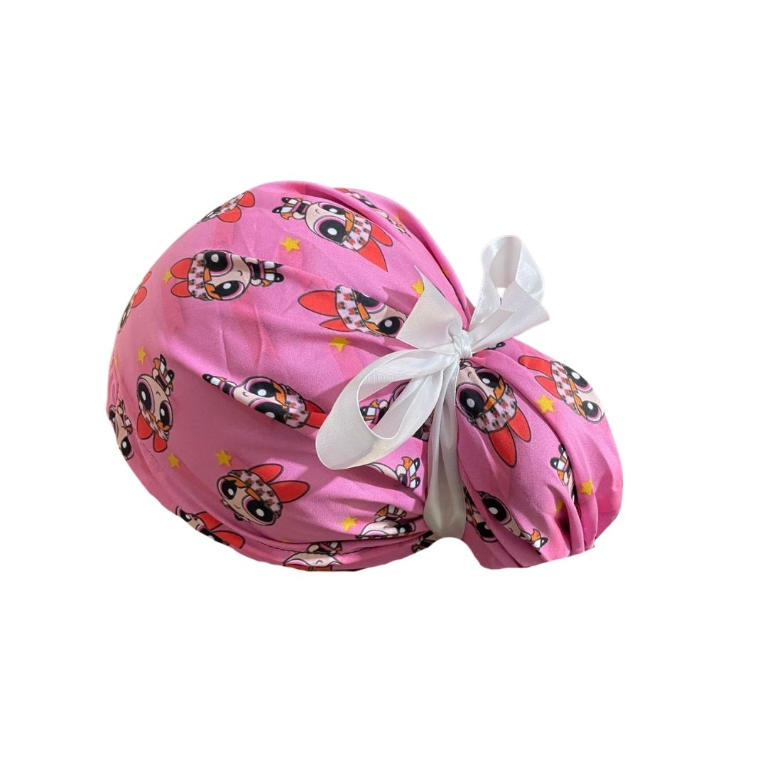 Gorro Quirúrgico Medico - Chicas Super Poderosas - Listón - Rosa - Bombón