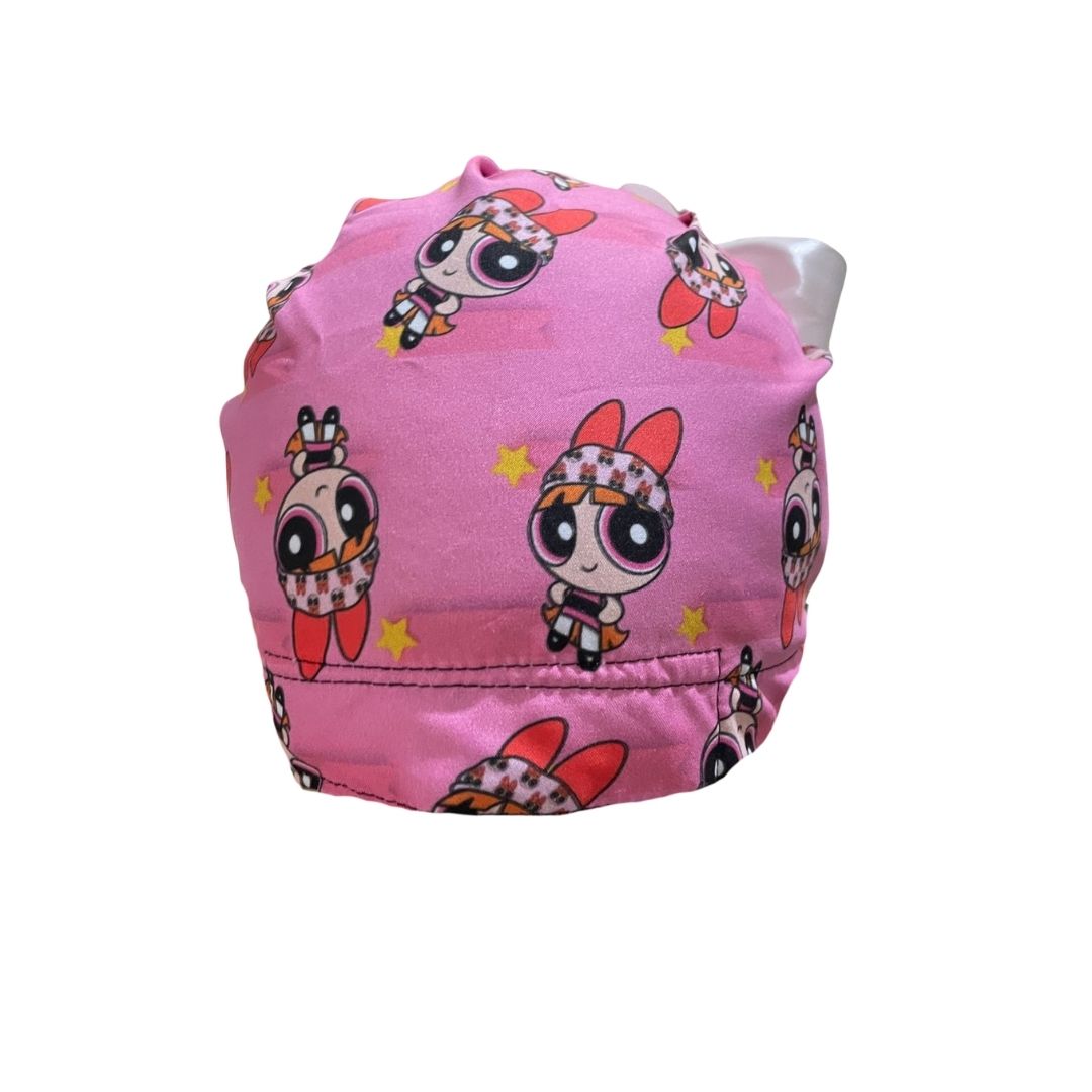 Gorro Quirúrgico Medico - Chicas Super Poderosas - Listón - Rosa - Bombón