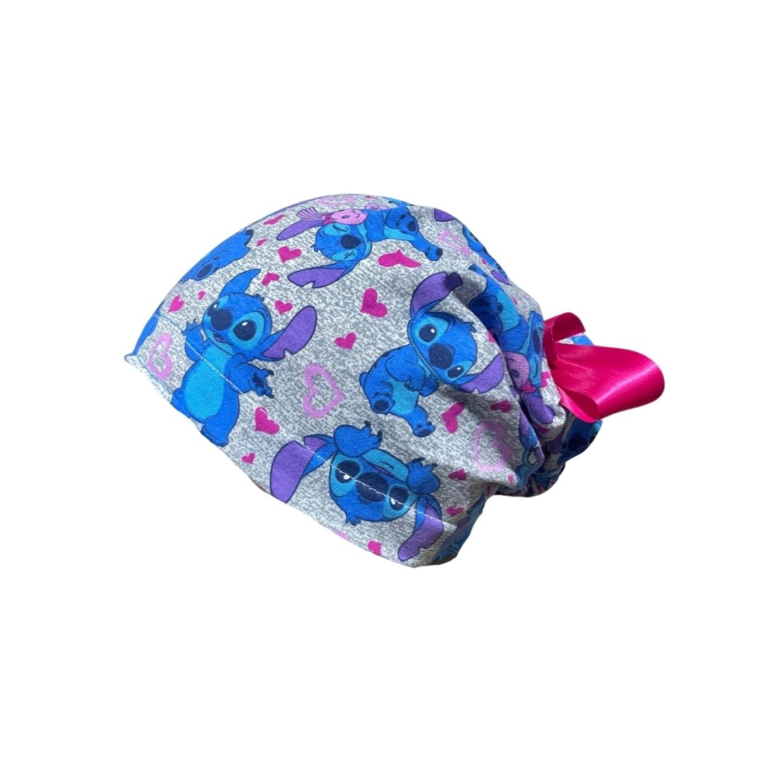Gorro Medico Quirúrgico - Estampado - Stitch - Gris - Anti-sudor - Listones