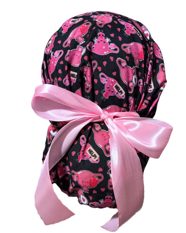 Gorro Medico Quirúrgico Utero Ginecologia Y Obste Listones negro 2