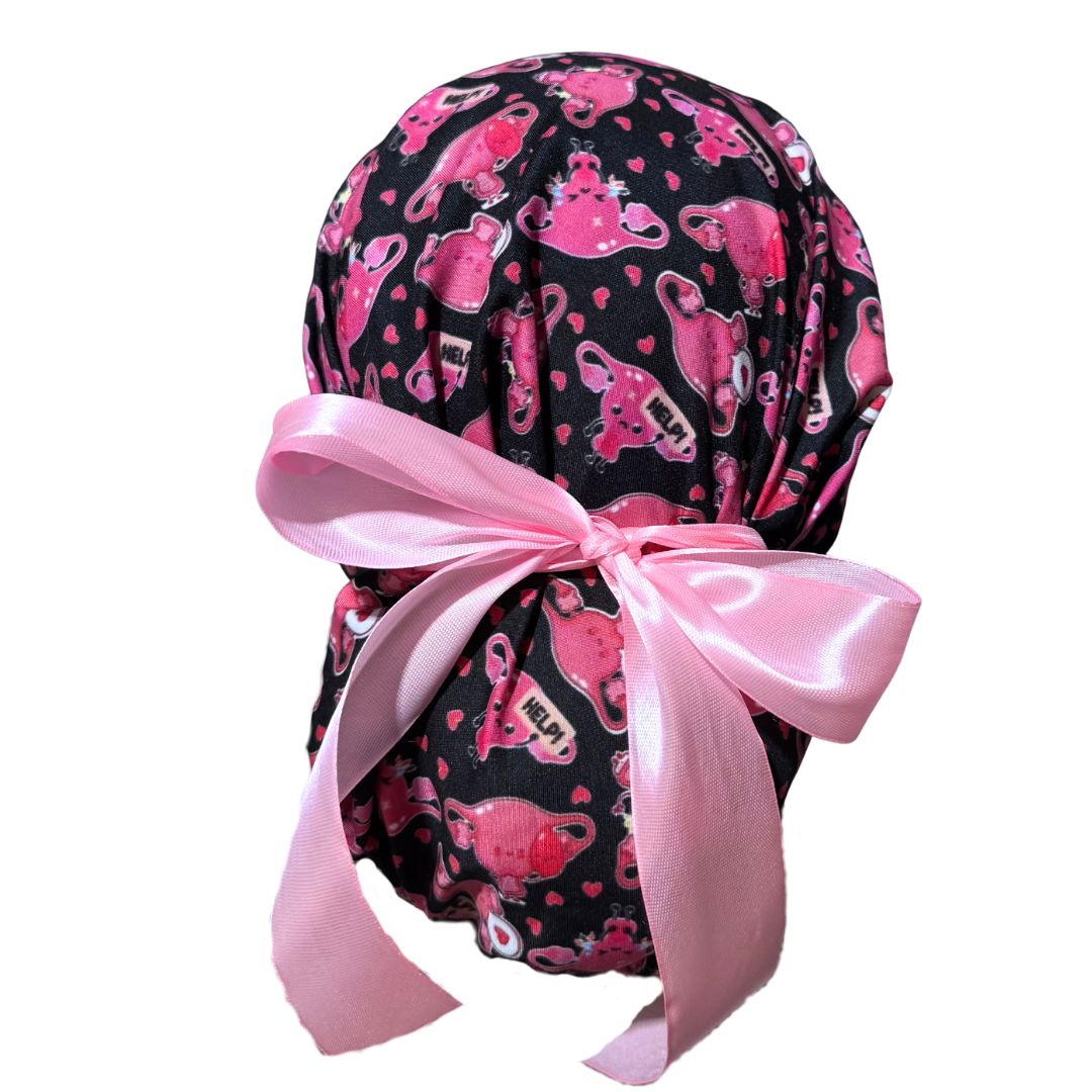 Gorro Medico Quirúrgico Utero Ginecologia Y Obste Listones negro 2
