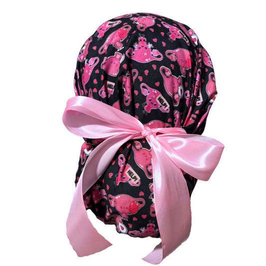 Gorro Medico Quirúrgico Utero Ginecologia Y Obste Listones negro 2