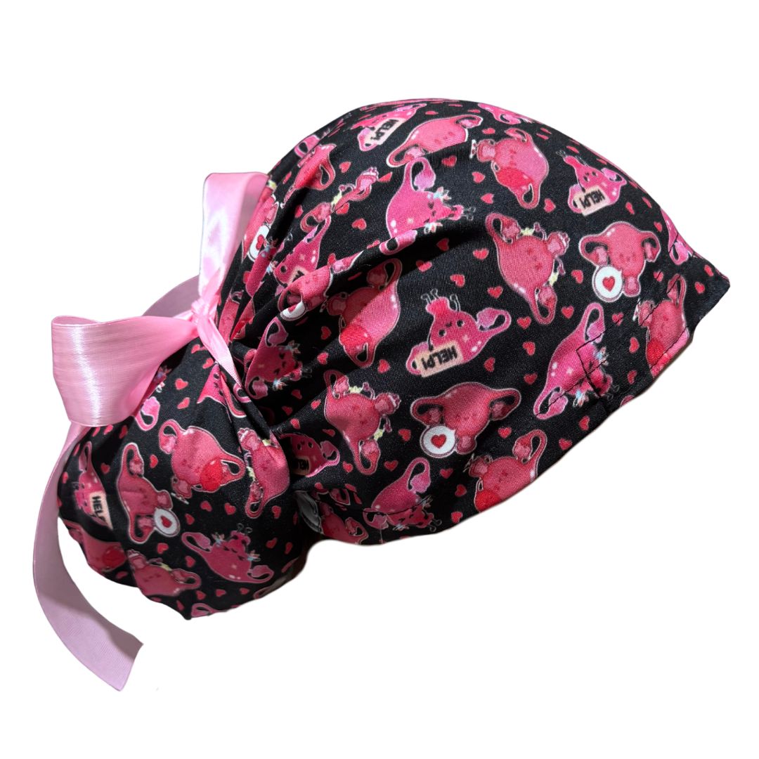 Gorro Medico Quirúrgico Utero Ginecologia Y Obste Listones negro 2