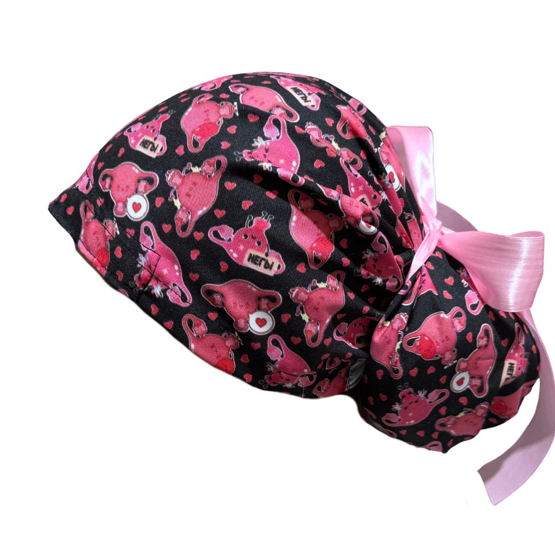 Gorro Medico Quirúrgico Utero Ginecologia Y Obste Listones negro 2