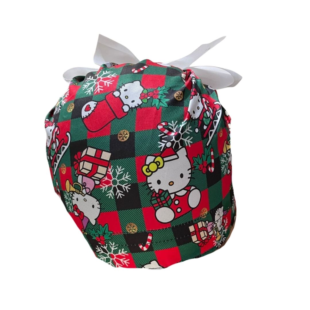Gorro Quirúrgico Medico - Hello Kitty - Navidad - Listón - Verde