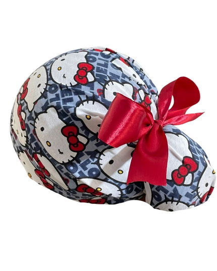 Gorro Quirúrgico Medico - Hello Kitty - Rosa - Listón - Gris 2