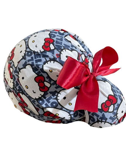 Gorro Quirúrgico Medico - Hello Kitty - Rosa - Listón - Gris 2