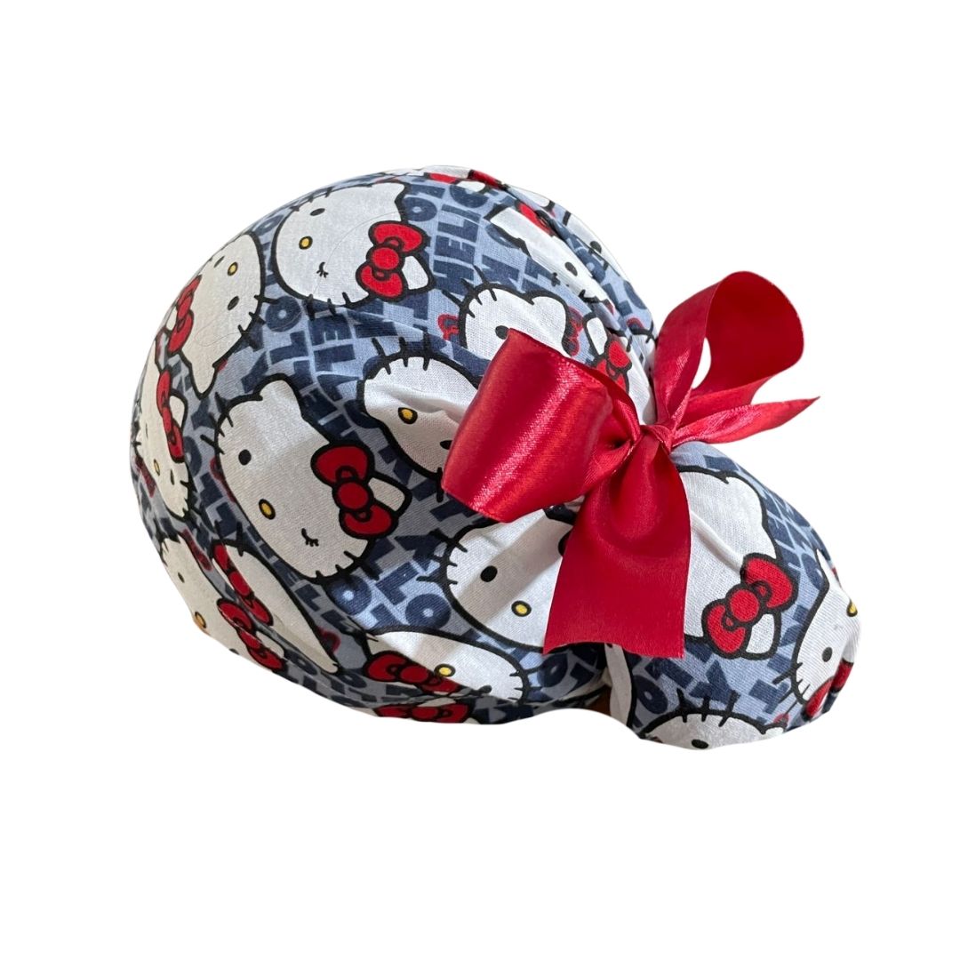Gorro Quirúrgico Medico - Hello Kitty - Rosa - Listón - Gris 2